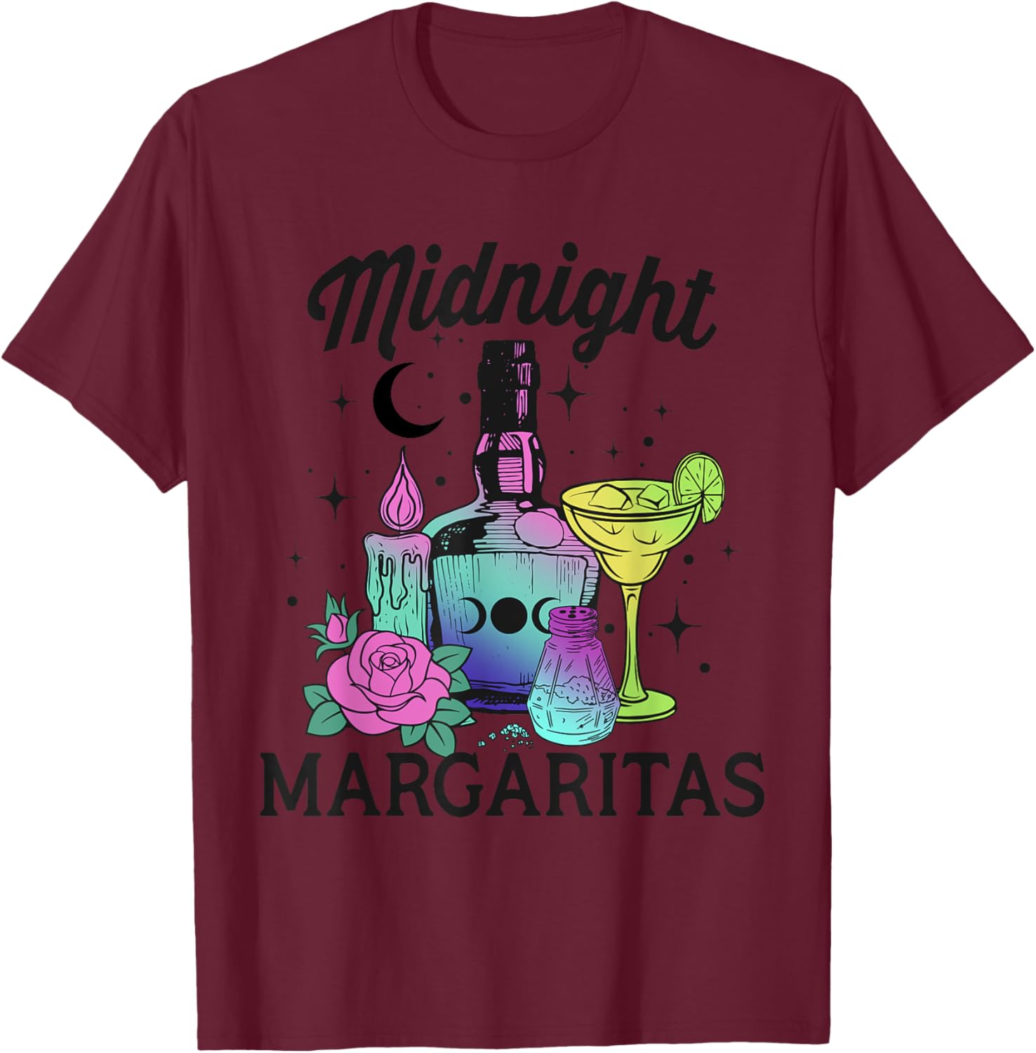 Midnight Margaritas Witch Wiccan T-Shirt - T-Shirt | Maroon