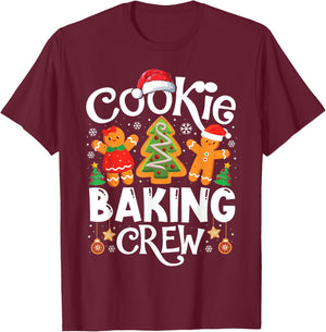 Cookie Baking Crew Cooking Lover Santa Xmas Gingerbread T-Shirt - T-Shirt | Maroon