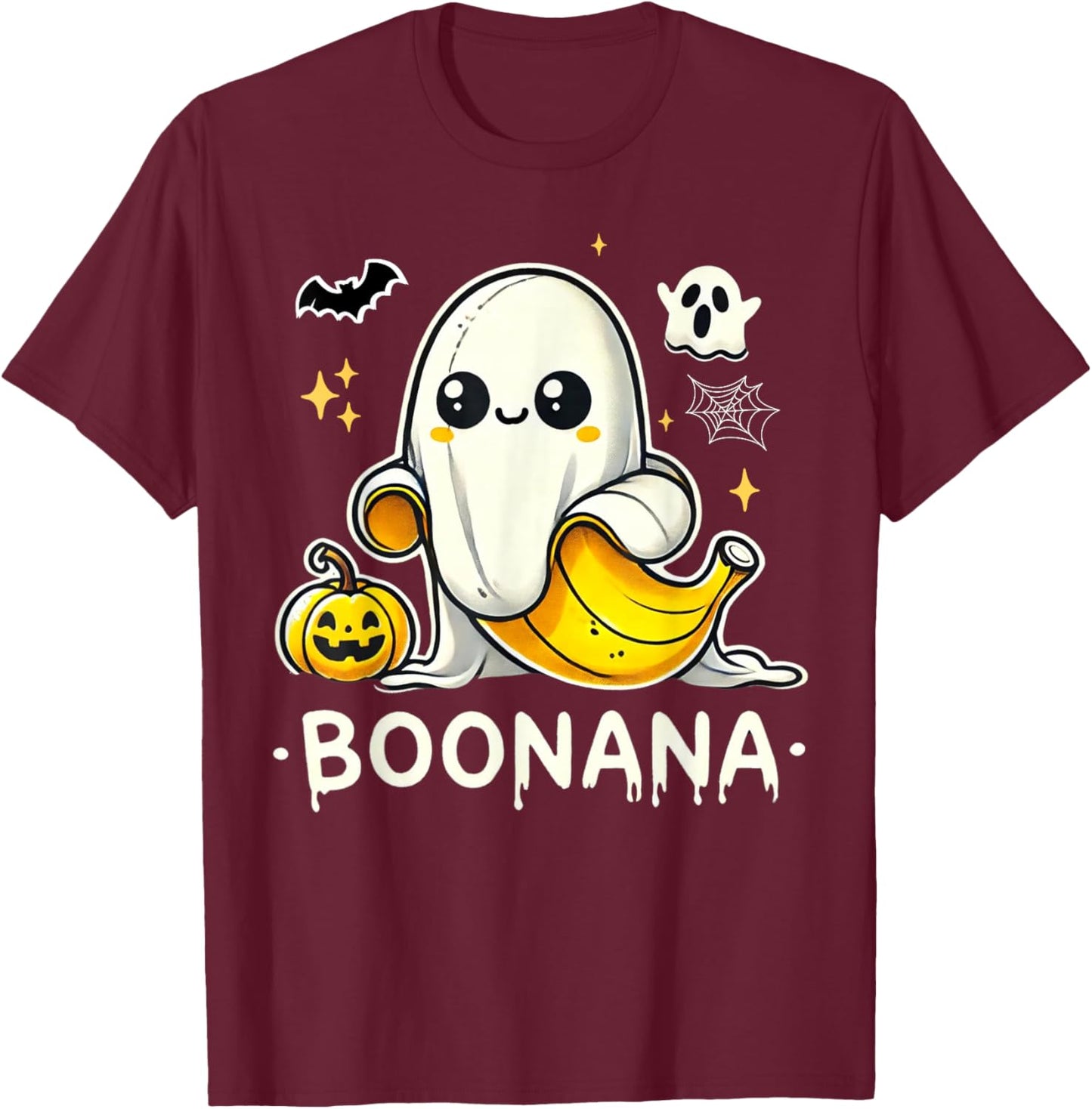 Boonana Cute Ghost Banana Halloween Costume Men Women T-Shirt - T-Shirt | Maroon