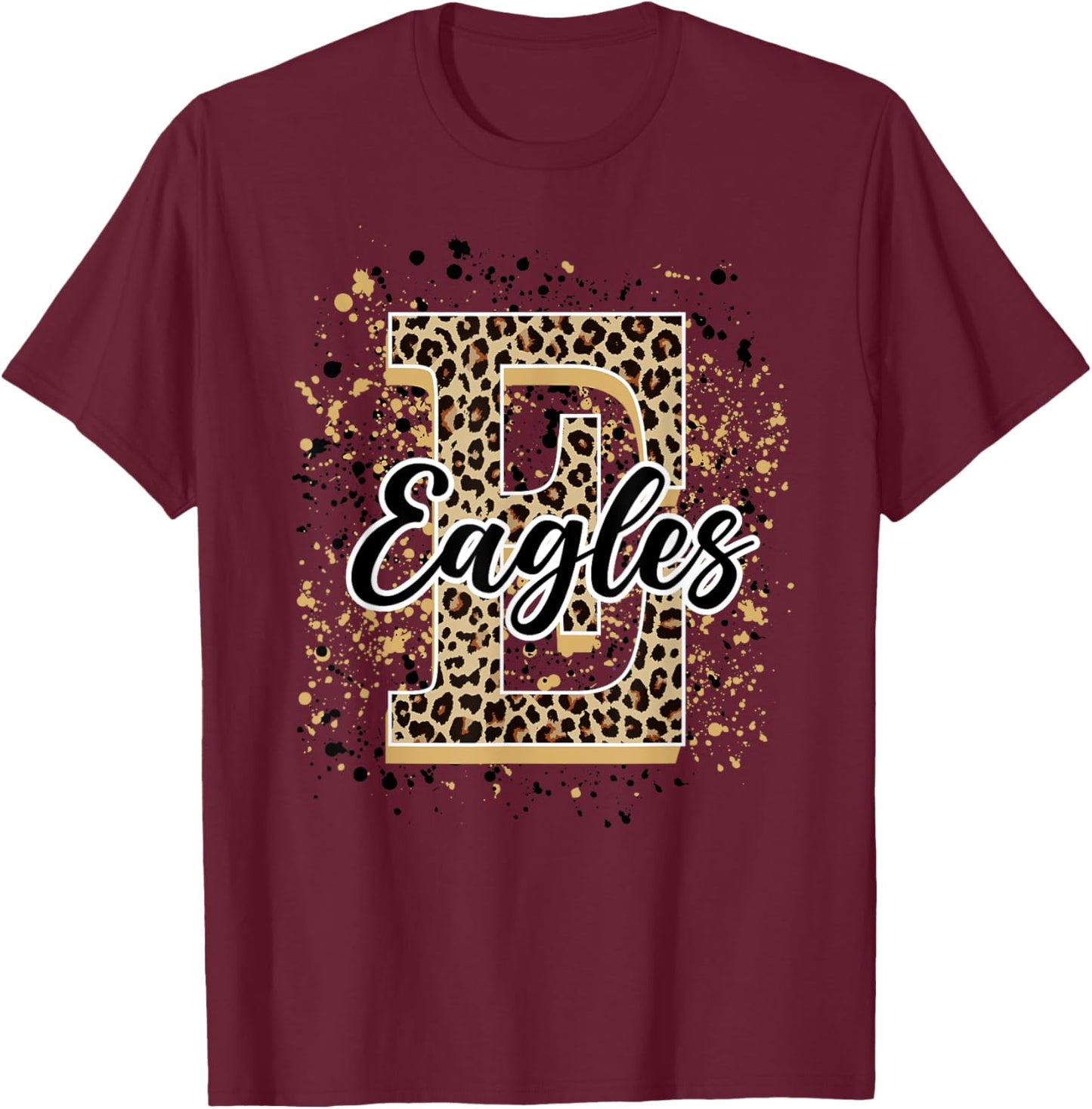 Eagles Splatter School Spirit Eagle Pride Gold Black Eagles T-Shirt - T-Shirt | Maroon