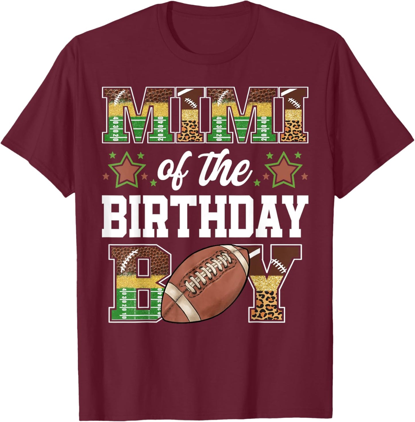 Mimi Of The Birthday Boy Football Player Family Matching T-Shirt - T-Shirt | Maroon