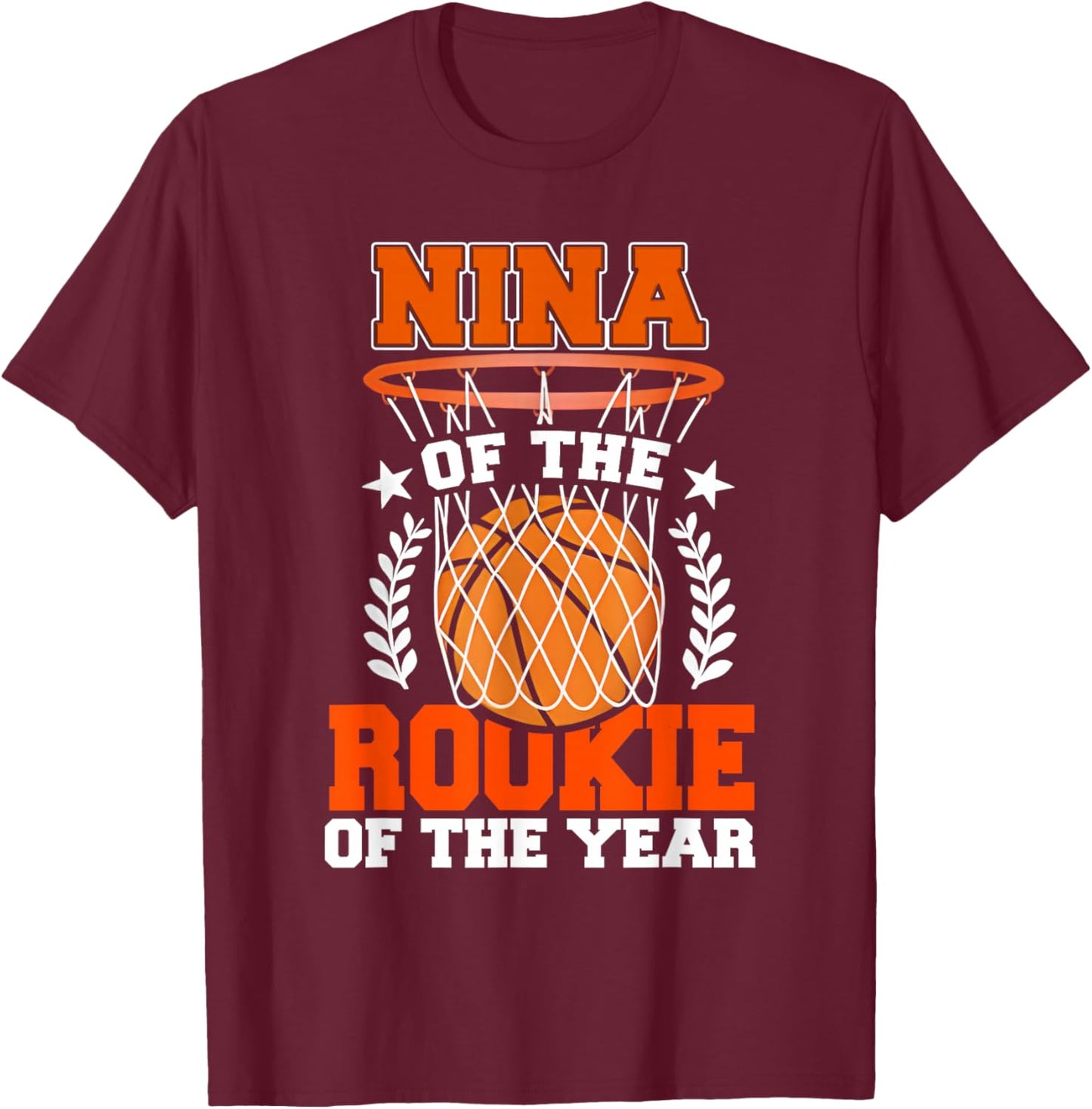 Nina of Rookie 1st Basketball Bday Theme Matching T-Shirt - T-Shirt | Maroon