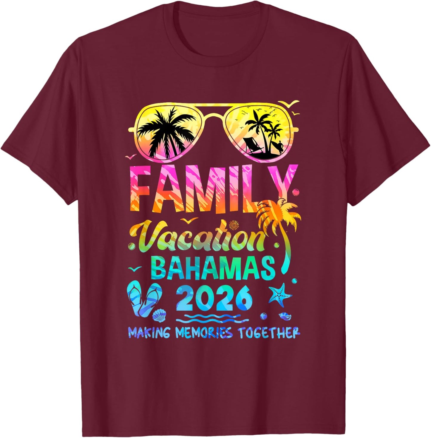 Family Vacation 2026 Bahamas Matching Memories Together T-Shirt - T-Shirt | Maroon