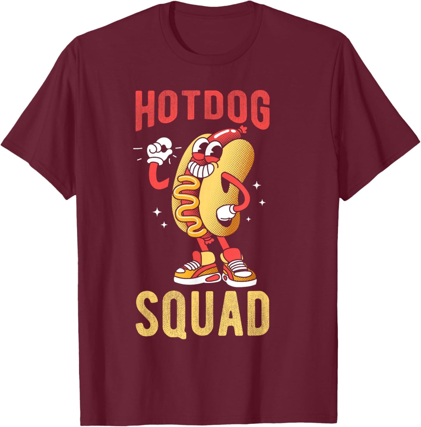 HOTDOG SQUAD Funny Hot Dog T-Shirt - T-Shirt | Maroon