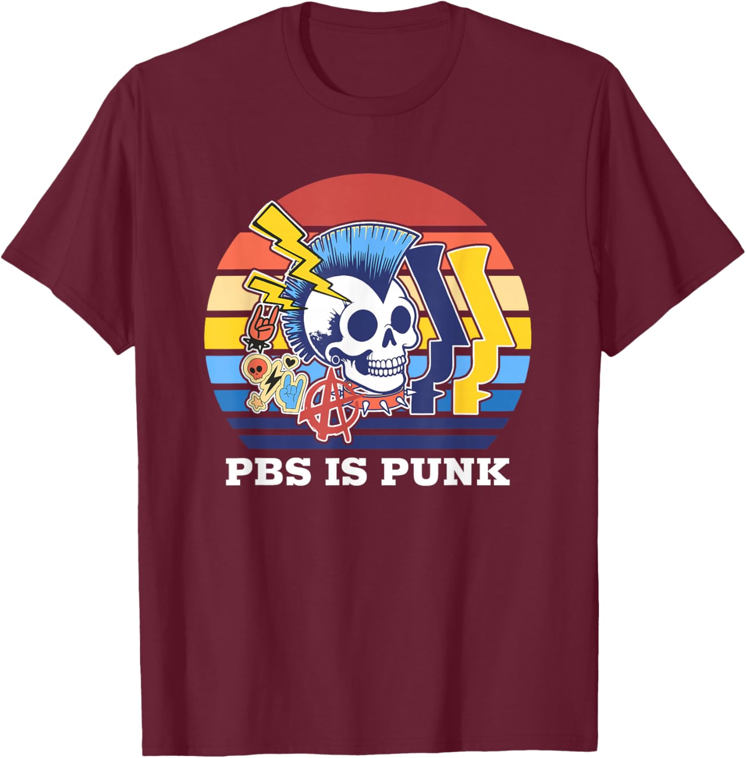 PBS is Punk Funny T-Shirt - T-Shirt | Maroon