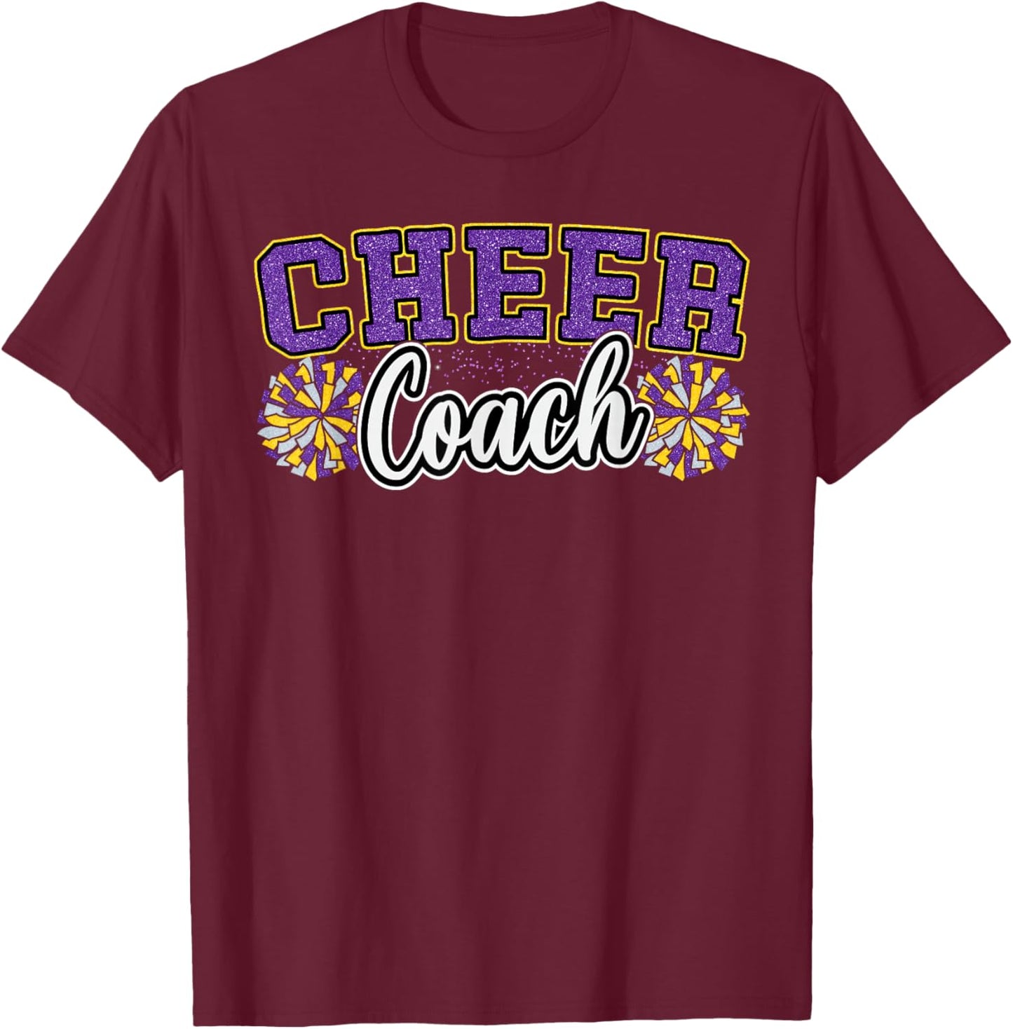 Loud Proud Cheer Coach Pom Poms Purple Cheerleader Women T-Shirt - T-Shirt | Maroon