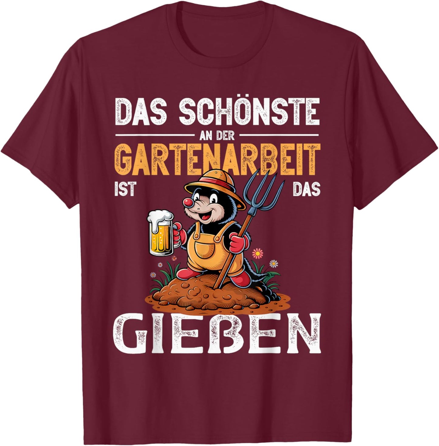 Gießen ist das Beste | Garten und Bier | Funny Gardener , black, S T-Shirt - T-Shirt | Maroon
