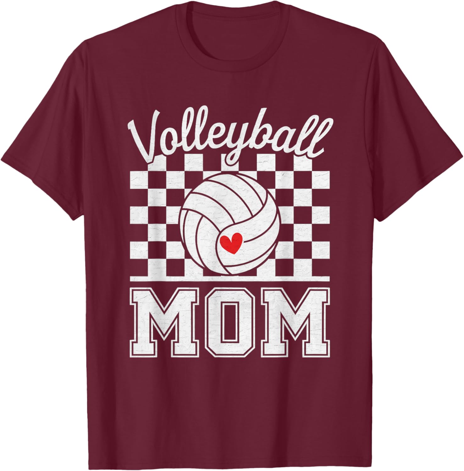 Groovy Volleyball Mom Mother Volleyball Mom T-Shirt - T-Shirt | Maroon