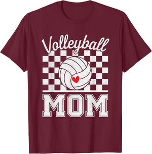 Groovy Volleyball Mom Mother Volleyball Mom T-Shirt - T-Shirt | Maroon