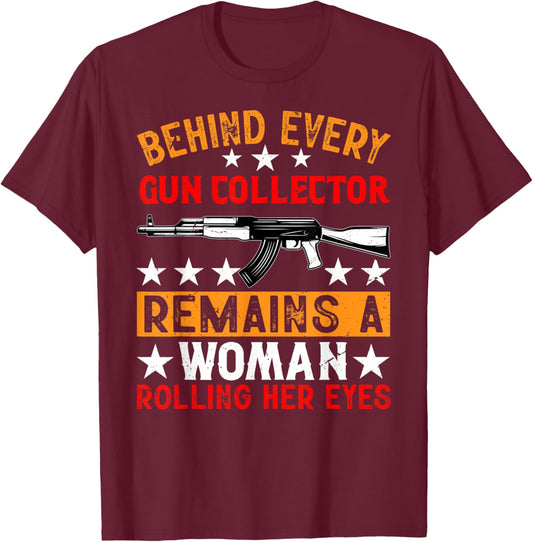 Firearm Collector Guns Collecting Machine Gun Outfit T-Shirt - T-Shirt | Maroon