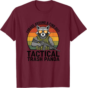 Tactical Trash Panda Raccoon Forage Around & Find Out Funny T-Shirt - T-Shirt | Maroon