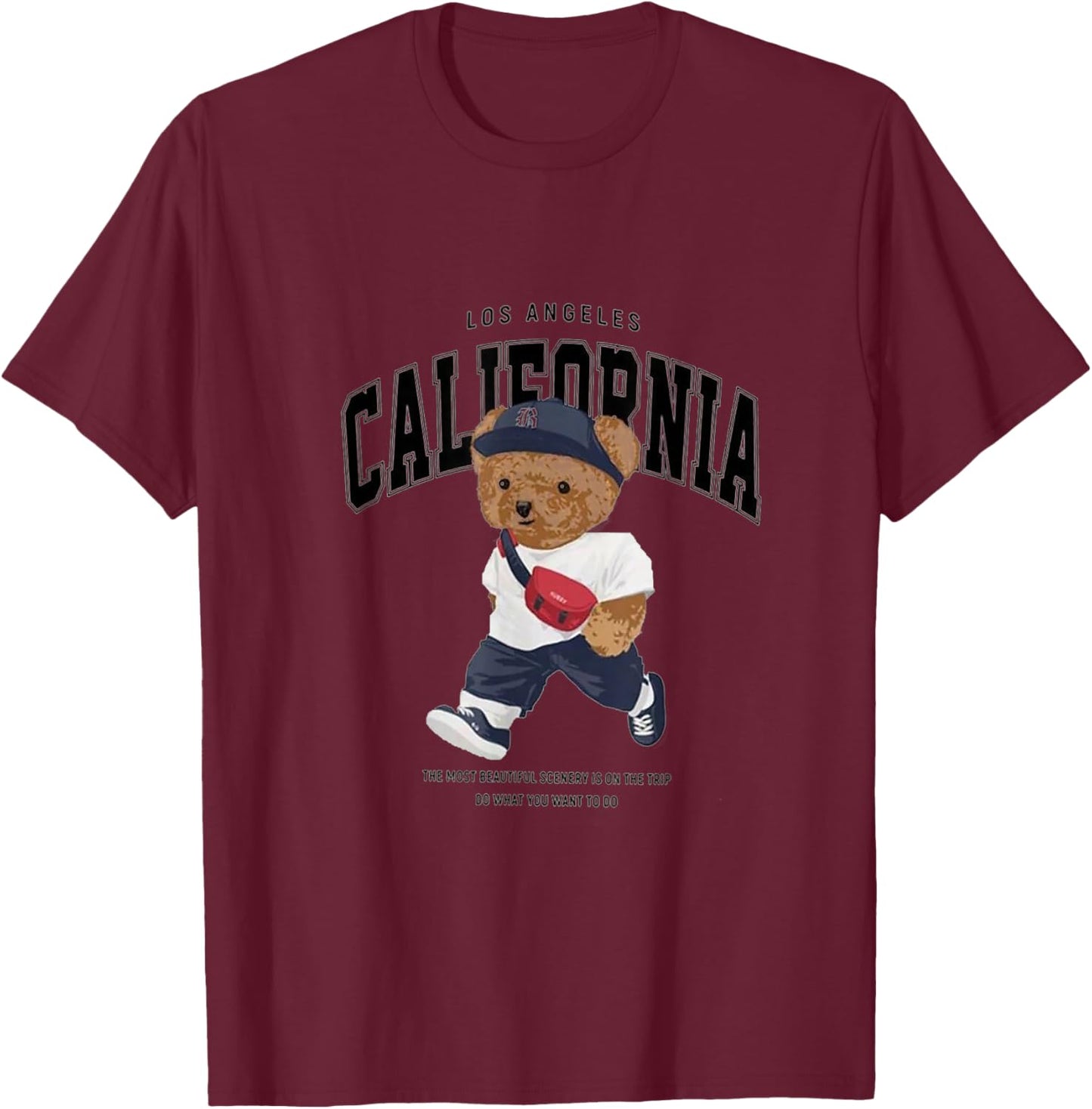Teddy bear LA California T-Shirt - T-Shirt | Maroon