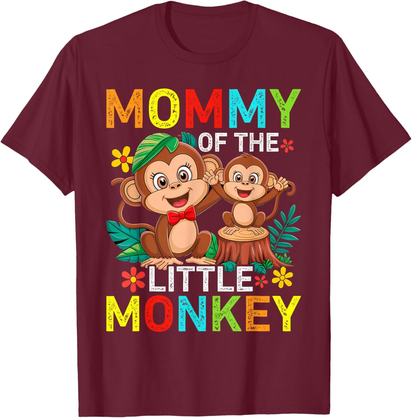 Mommy Of Little Monkey Birthday Family Matching T-Shirt - T-Shirt | Maroon