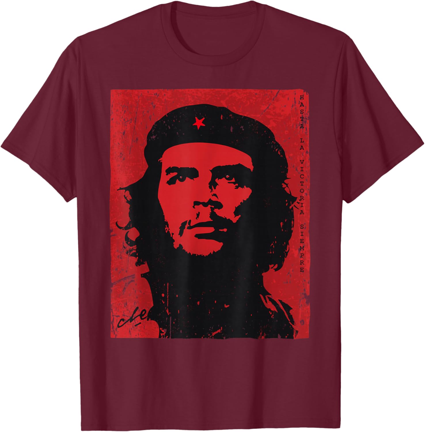 Che Guevara Red Shirt Hasta La Victoria Siempre Revolution T-Shirt - T-Shirt | Maroon