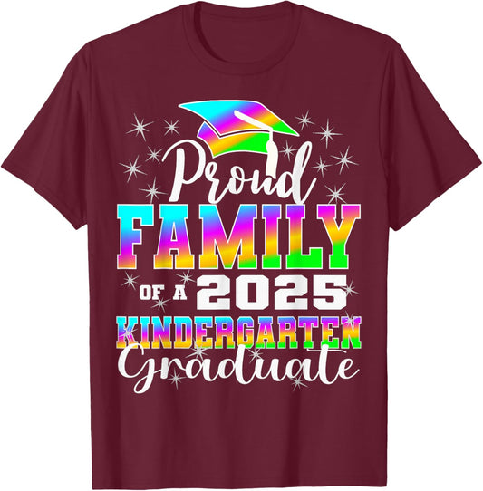 Proud Family of Kindergarten Graduate 2025 Graduation Family T-Shirt - T-Shirt | Maroon