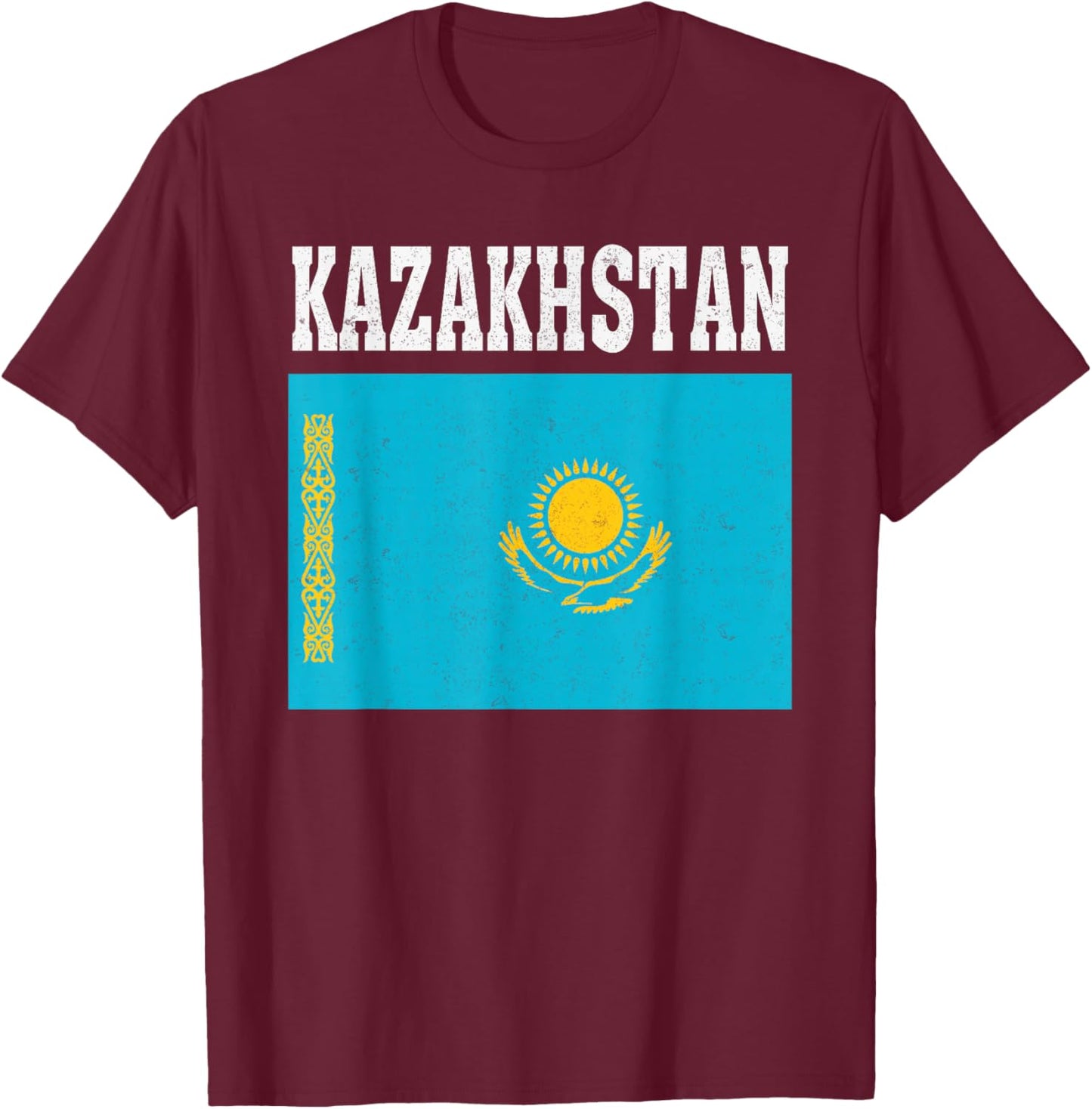Kazakhstan Flag Patriotic National Roots Souvenir T-Shirt - T-Shirt | Maroon