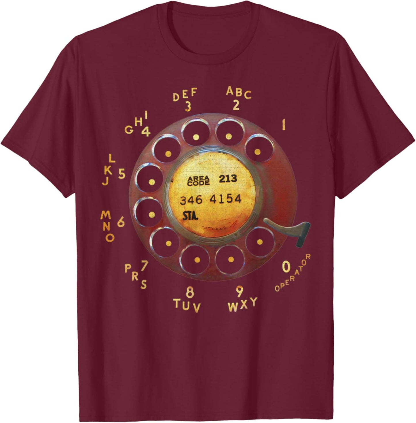 Retro Dial Plate Rotary Dial Phone Vintage Telephone Gifts T-Shirt - T-Shirt | Maroon