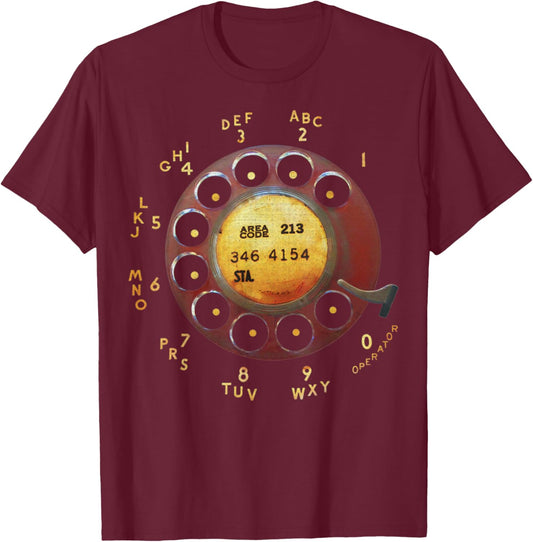 Retro Dial Plate Rotary Dial Phone Vintage Telephone Gifts T-Shirt - T-Shirt | Maroon