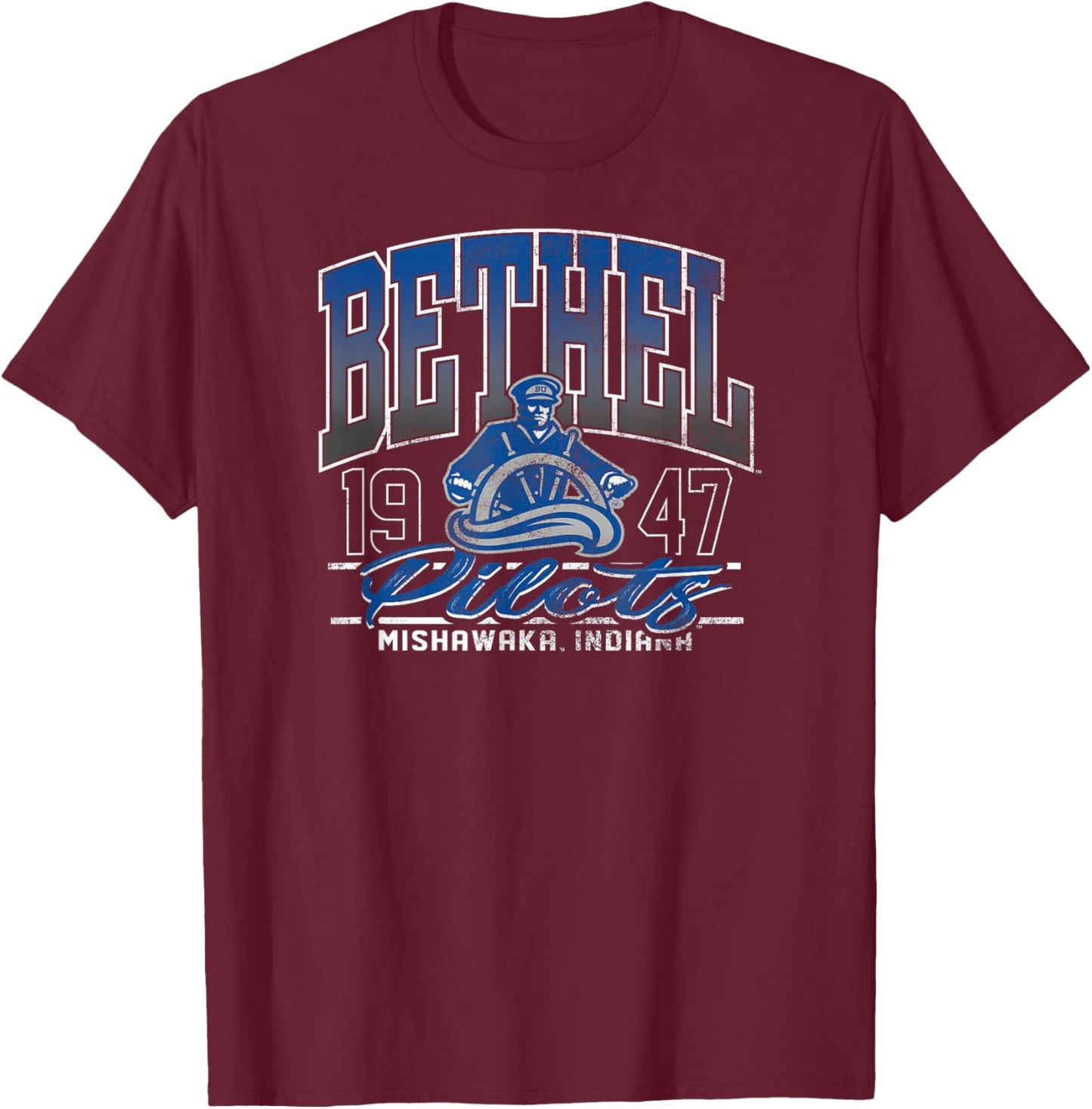 Bethel Pilots Kicking It Dark Heather Officially Licensed T-Shirt - T-Shirt | Maroon