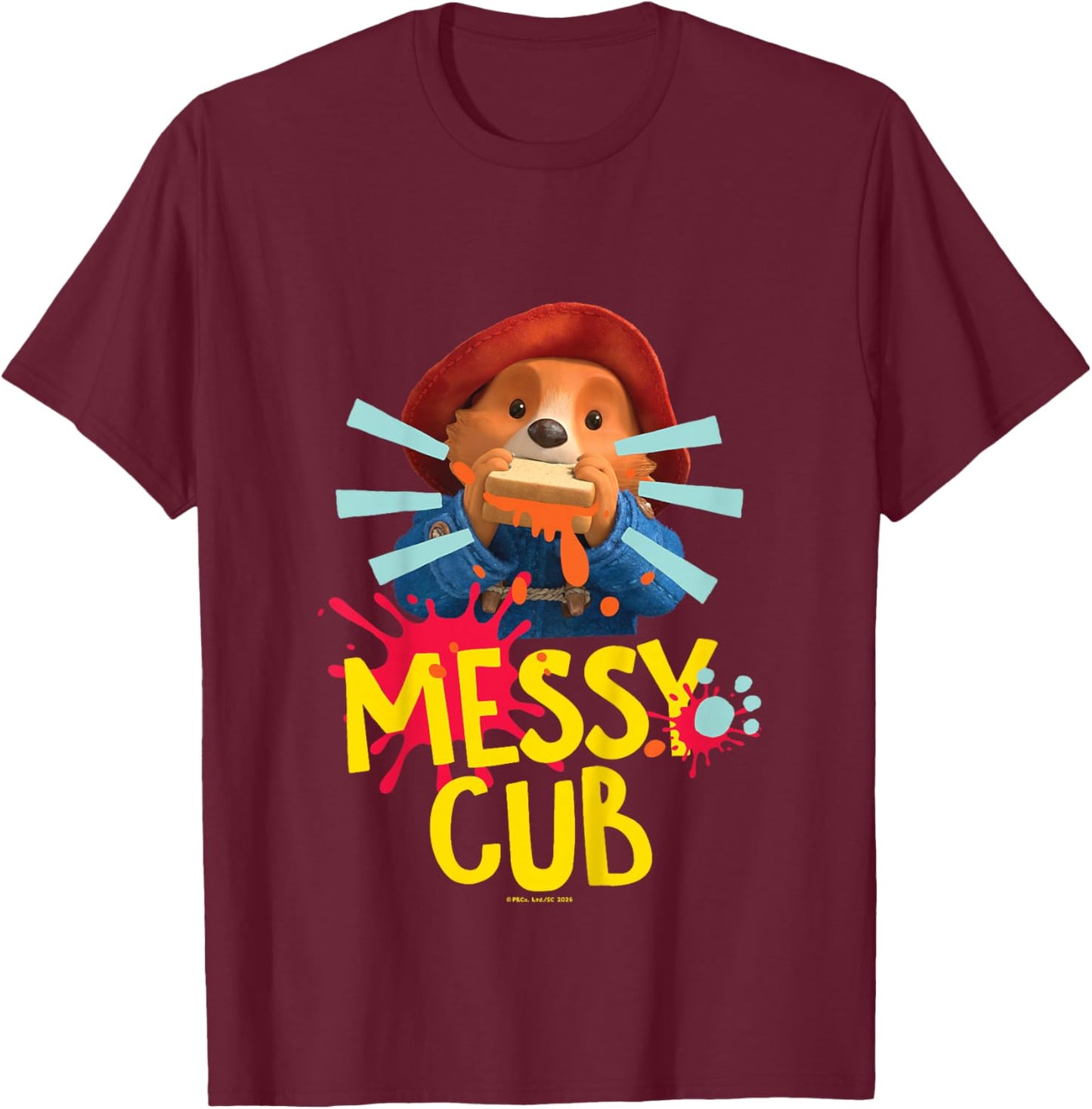 Paddington Bear Messy Club Marmalade Sandwich Kids T-Shirt - T-Shirt | Maroon