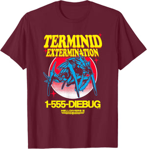 Helldivers 2 Call Terminid Extermination Ad Video Game T-Shirt - T-Shirt | Maroon