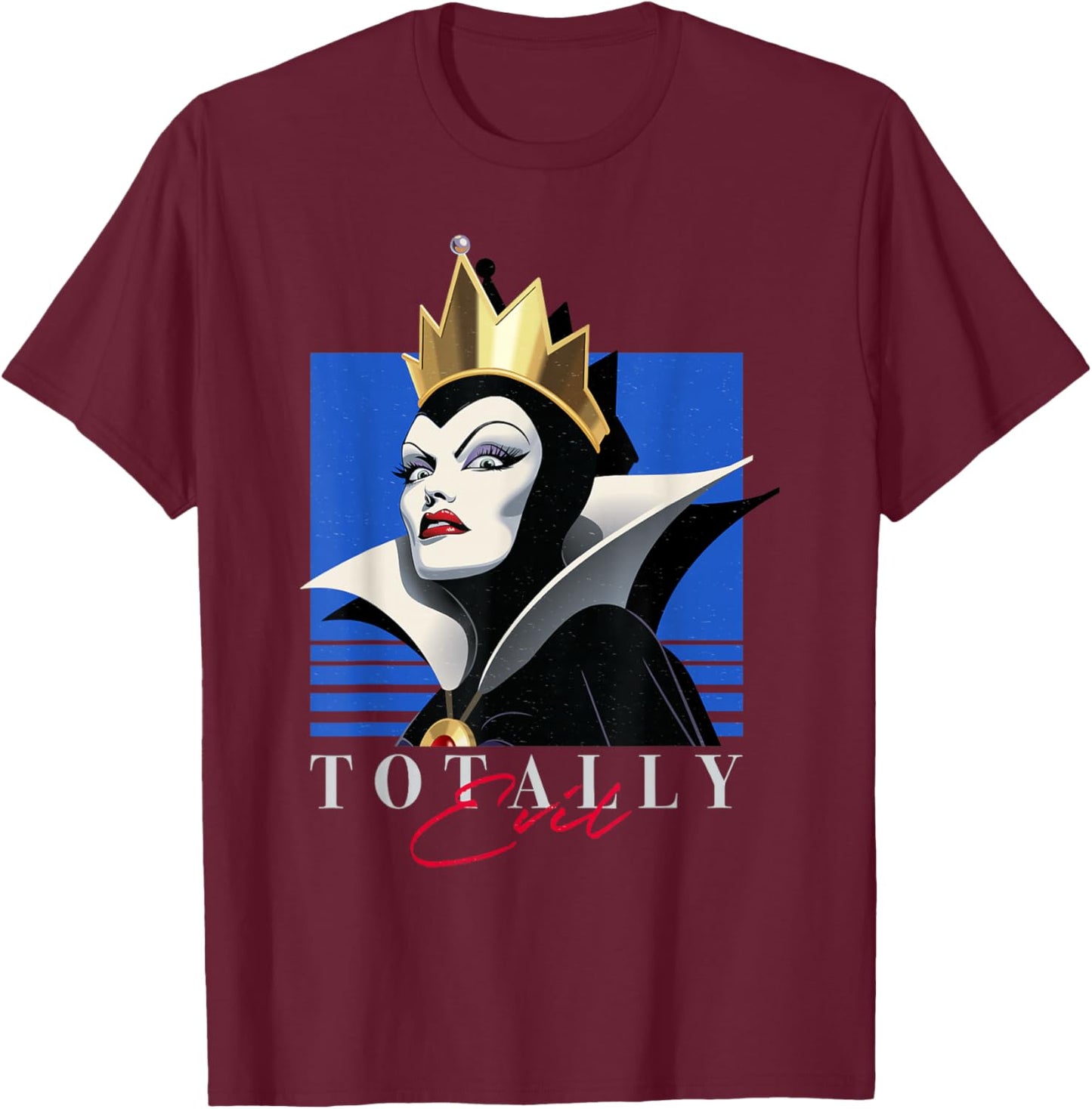 Disney Villains Totally Evil Queen Dramatic Retro Poster T-Shirt - T-Shirt | Maroon