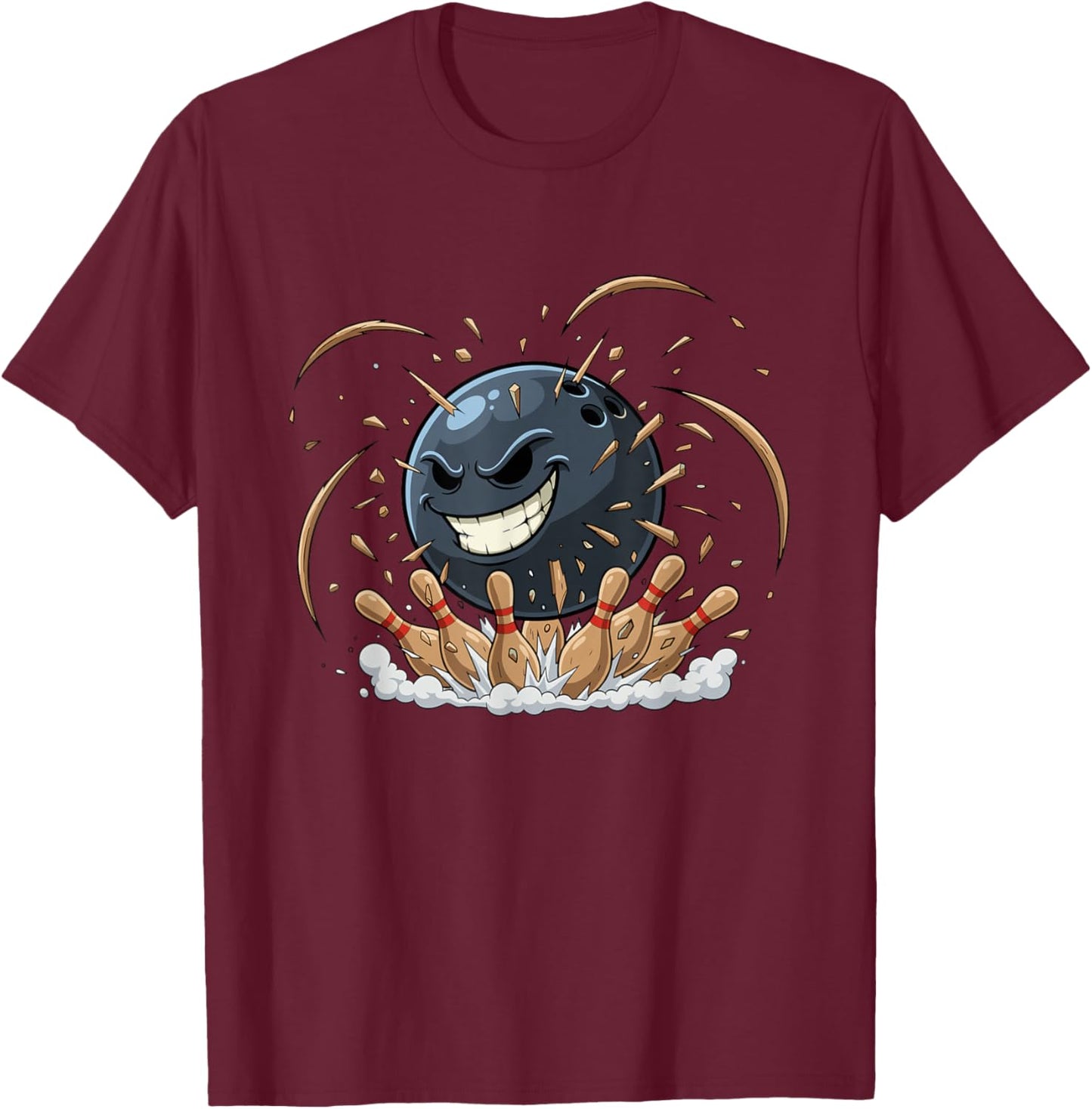 Angry Bowling Ball Smash Crazy Strike Power T-Shirt - T-Shirt | Maroon