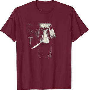 Smoking Monkey Abstract Baboon Face Concept T-Shirt - T-Shirt | Maroon