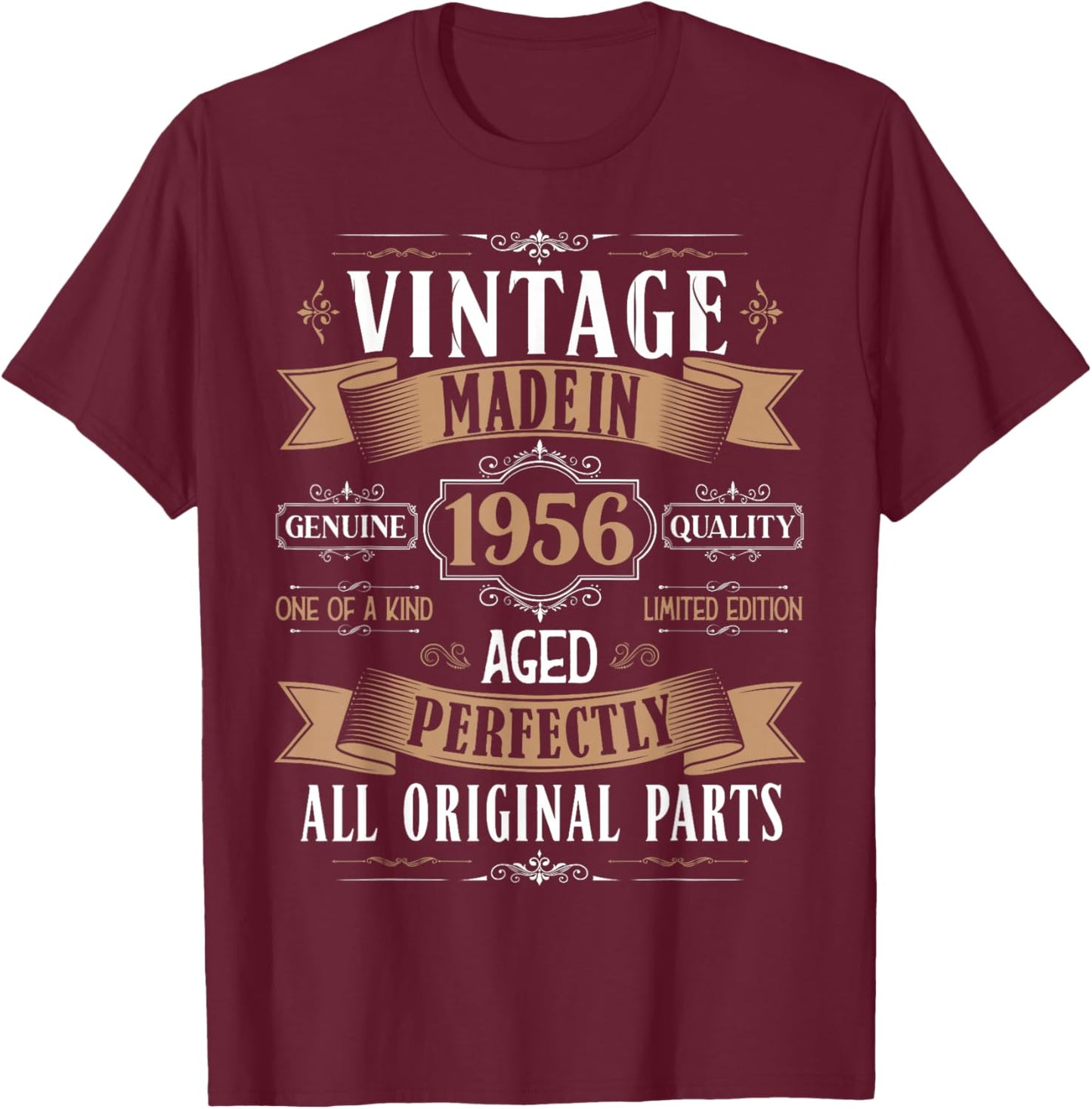 Vintage 69th birthday men Born 1956 69 years old Bday T-Shirt - T-Shirt | Maroon