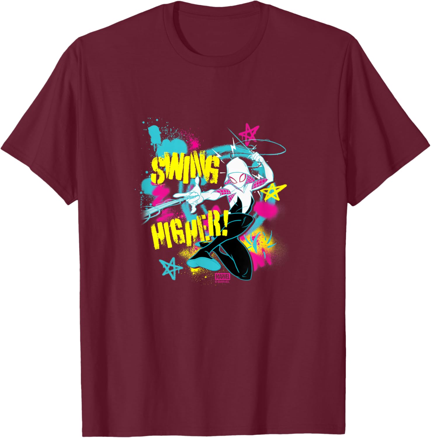Spiderman - Spider-Gwen - Swing Higher T-Shirt - T-Shirt | Maroon