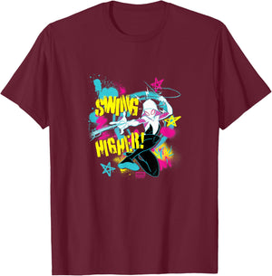 Spiderman - Spider-Gwen - Swing Higher T-Shirt - T-Shirt | Maroon