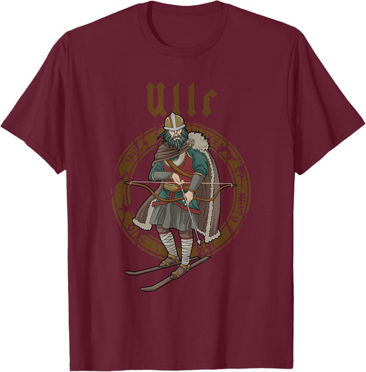Ullr God Of Archery Norse Hunting Viking Ski T-Shirt - T-Shirt | Maroon