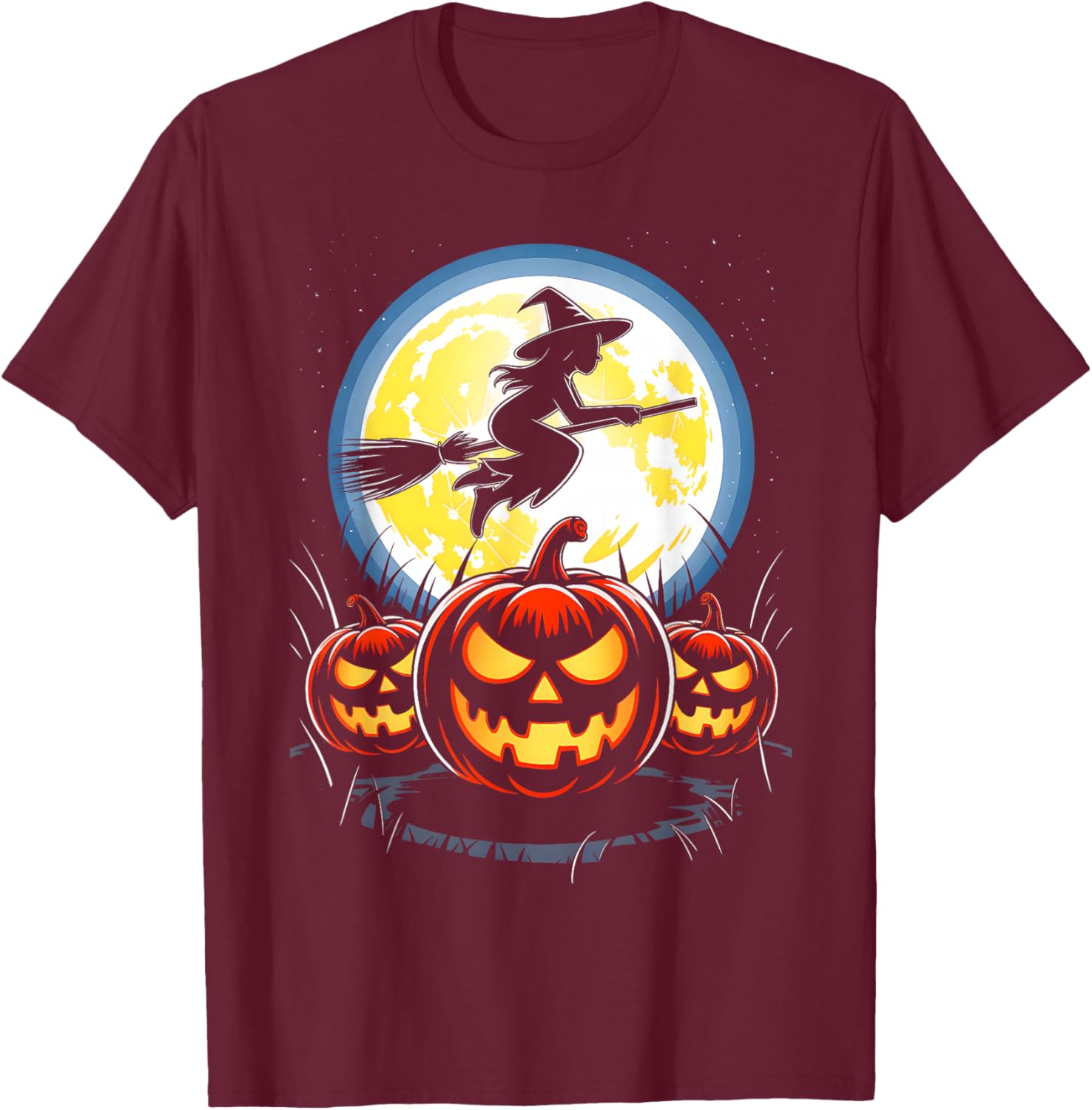 Scary Witch Creepy Pumpkin Halloween Night Adult Kid Costume T-Shirt - T-Shirt | Maroon