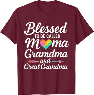 Blessed to Be Called Mom Grandma Great Grandma Mother's Day T-Shirt - T-Shirt | Maroon