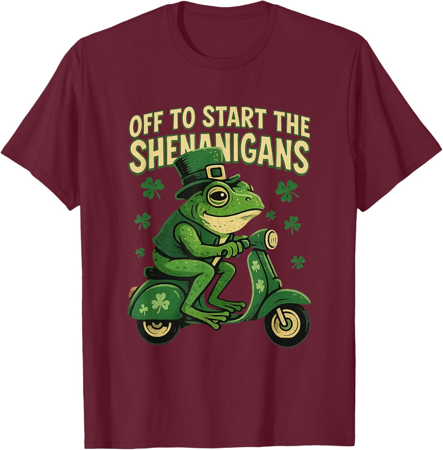 Funny Frog Green Lucky Shamrock Party St.Patrick's Day T-Shirt - T-Shirt | Maroon