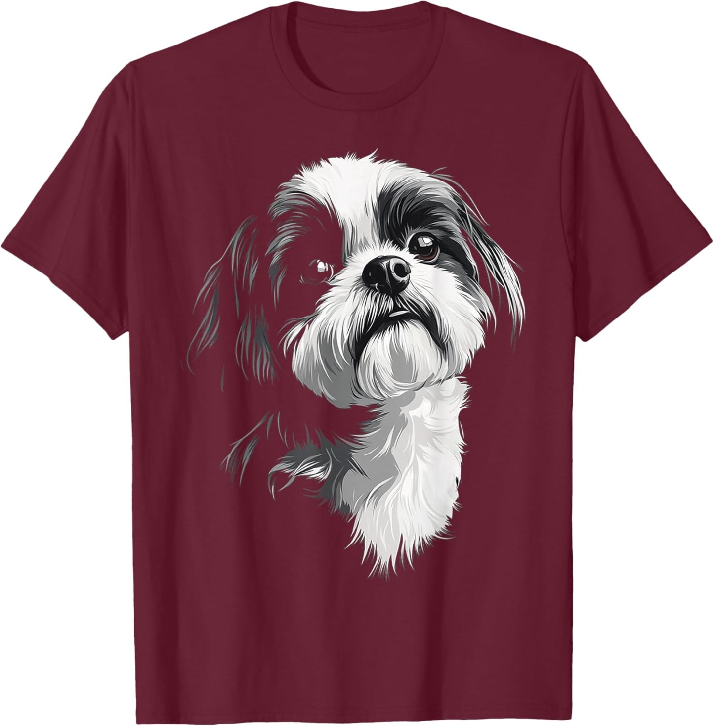 Shih Tzu Dog Motif Pet Illustration Shih Tzu T-Shirt - T-Shirt | Maroon