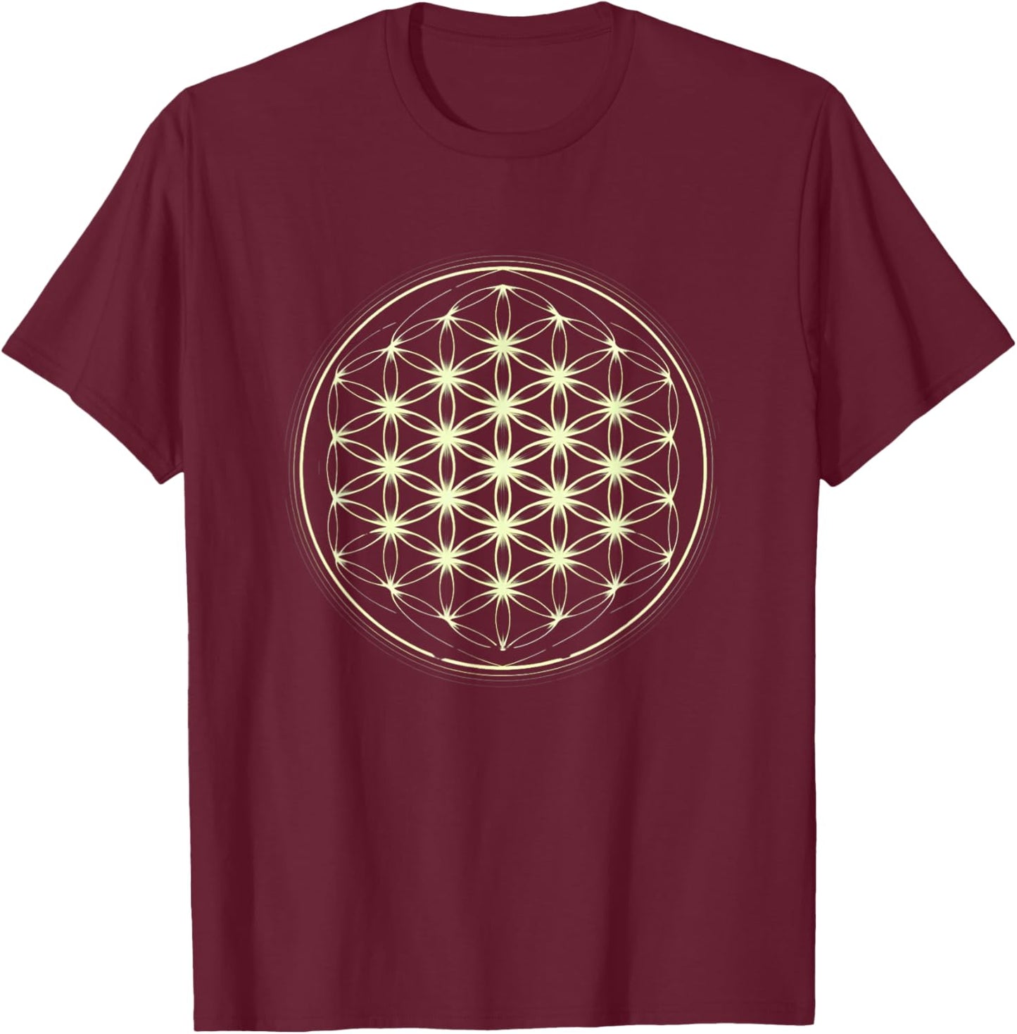Flowers Of Life Sacred Geometry Pattern Graphic T-Shirt - T-Shirt | Maroon