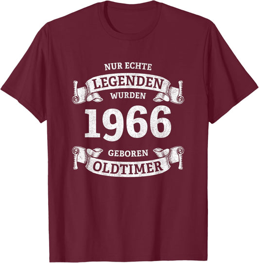 60th Birthday Legends Were Born 1966 Vintage 1966 T-Shirt - T-Shirt | Maroon