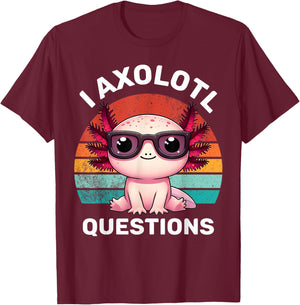 I Axolotl Questions Kids Funny Cute Axolotl Retro Vintage T-Shirt - T-Shirt | Maroon
