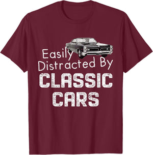 1966 66 GTO Easily Distracted By Classic Car Muscle Car T-Shirt - T-Shirt | Maroon