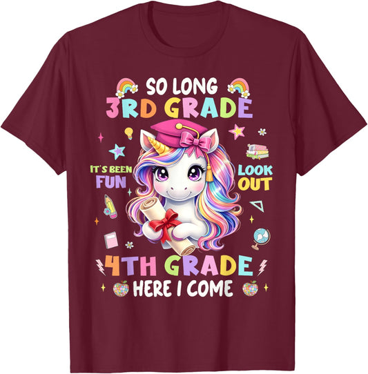So Long 3rd Grade Look Out 4th Grade Boy Girl Kid T-Shirt - T-Shirt | Maroon
