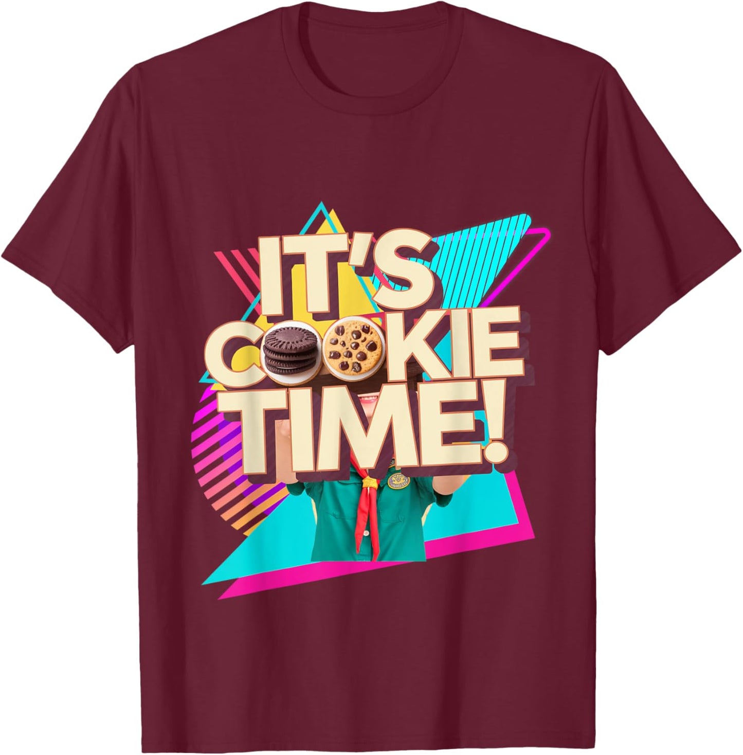 Retro 80s Cookie Time Troop Teen Film Beverly Hills T-Shirt - T-Shirt | Maroon