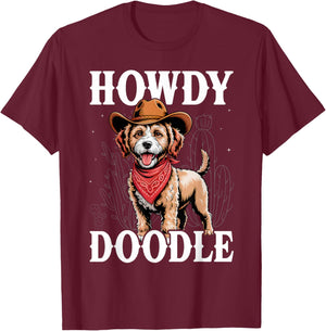 Doodle Mom Lover Vintage Western Life Howdy T-Shirt - T-Shirt | Maroon