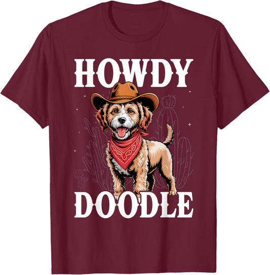 Doodle Mom Lover Vintage Western Life Howdy T-Shirt - T-Shirt | Maroon