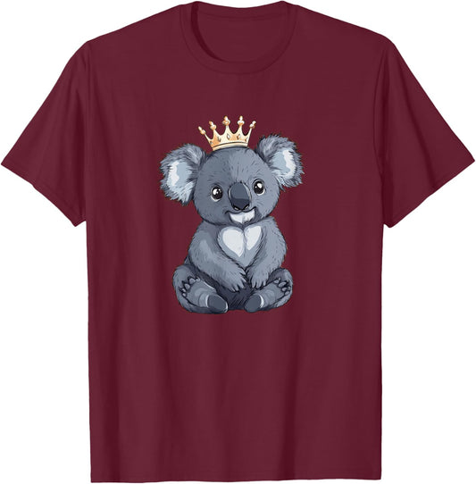 Nice Koala Bear with Crown Costume for Boys and Girls T-Shirt - T-Shirt | Maroon