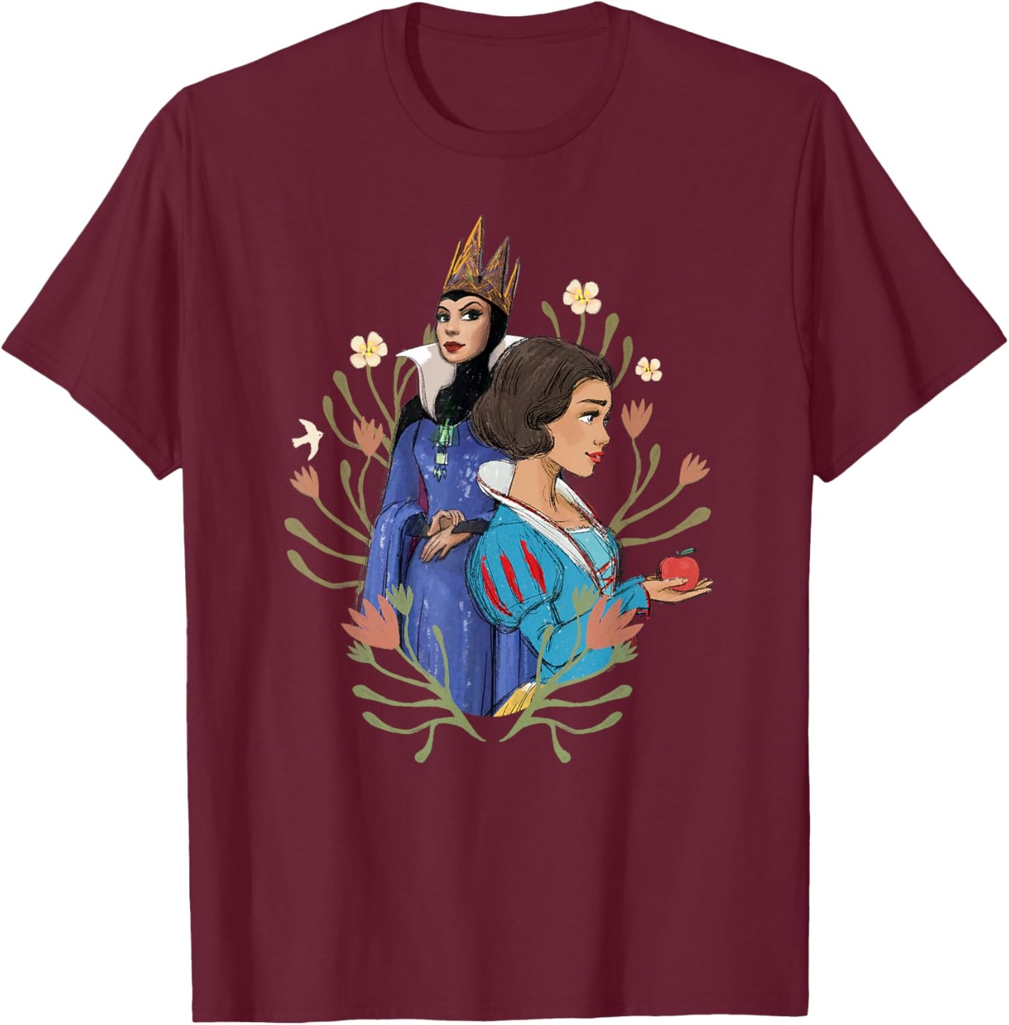 Disney Snow White Movie Evil Queen and Snow White with Apple T-Shirt - T-Shirt | Maroon