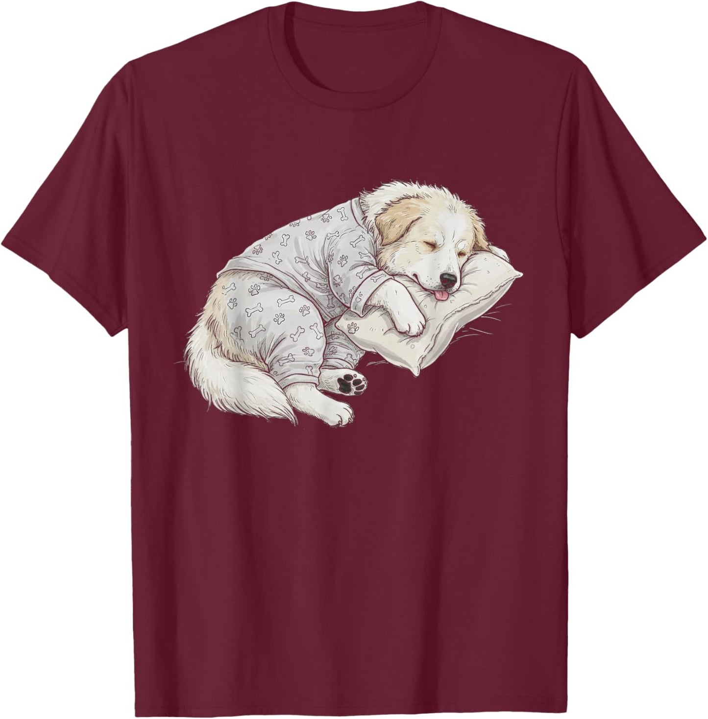 Funny Sleepy Great Pyrenees Pajama Men Women Kids T-Shirt - T-Shirt | Maroon