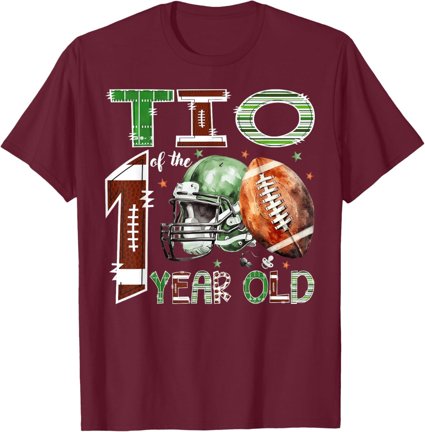 TIO of The 1 Year Old Football Lover 1st Birthday Boy T-Shirt - T-Shirt | Maroon