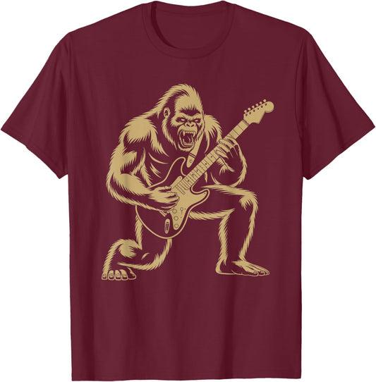 Bigfoot Rock Tongue UFO Selfie Sasquatch Rocker Boy Men Kids T-Shirt - T-Shirt | Maroon