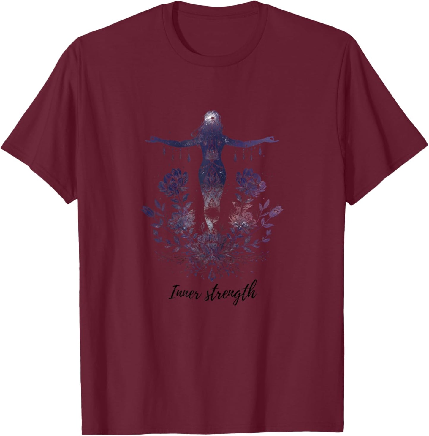 Inspire Serenity - Yoga & Mindfulness Artwork and Phone T-Shirt - T-Shirt | Maroon